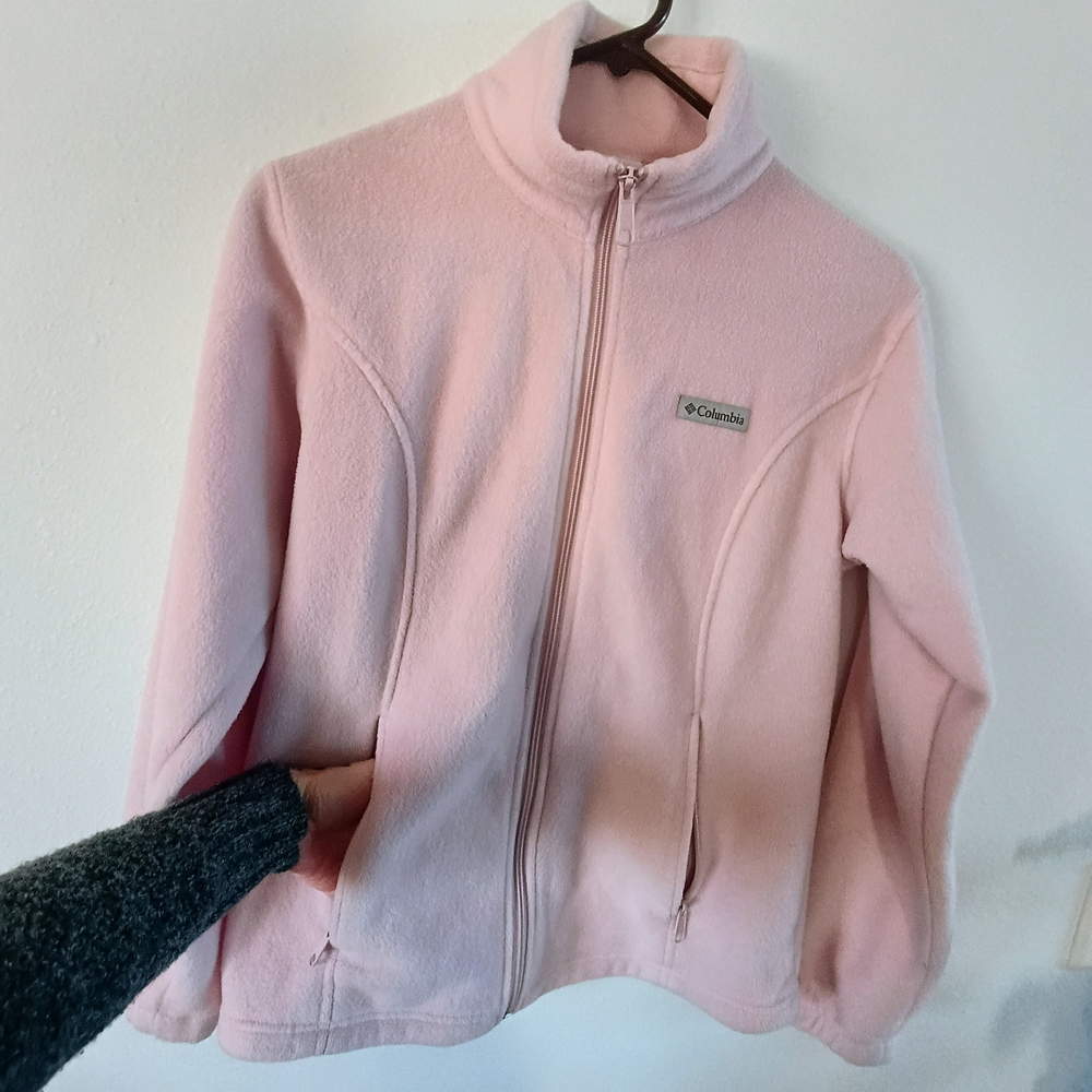 Columbia Pink Fleece Jacket Womens Medium Full Zip Outdoor Hiking Coat - Picture 4 of 10
